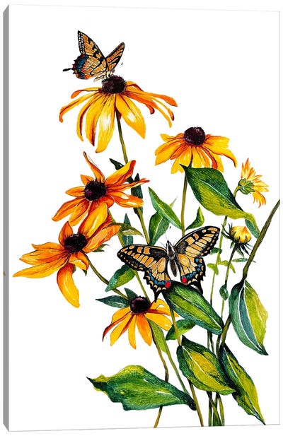 Yellow Wildflowers Canvas Art Print - Karli Perold