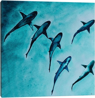 Reef Sharks Canvas Art Print - Shark Art