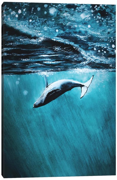 Underwater Whale Canvas Art Print - Whale Art