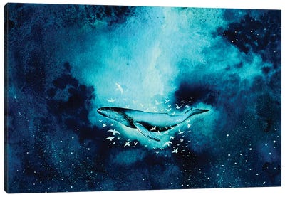 Whale And Birds Canvas Art Print - Karli Perold