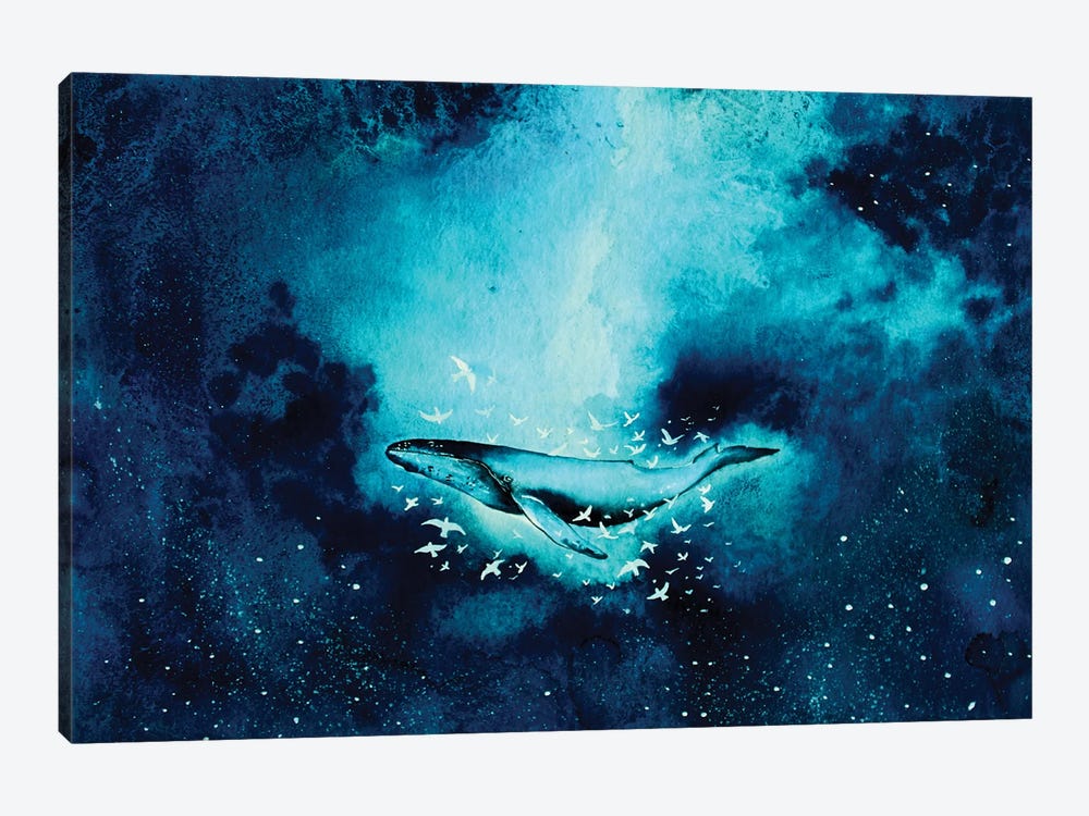 Whale And Birds by Karli Perold 1-piece Canvas Wall Art