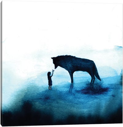 Wolf Girl III Canvas Art Print - Wolf Art