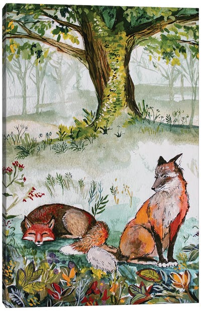 Fox Forest Canvas Art Print - Cozy Cottage