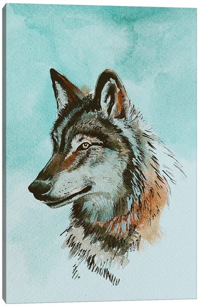 Wolf Canvas Art Print - Turquoise Art