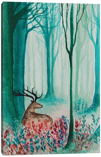Fawn Forest Canvas Art Print - Enchanted Forests