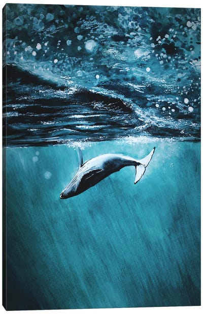 Submerged Canvas Art Print - Humpback Whale Art