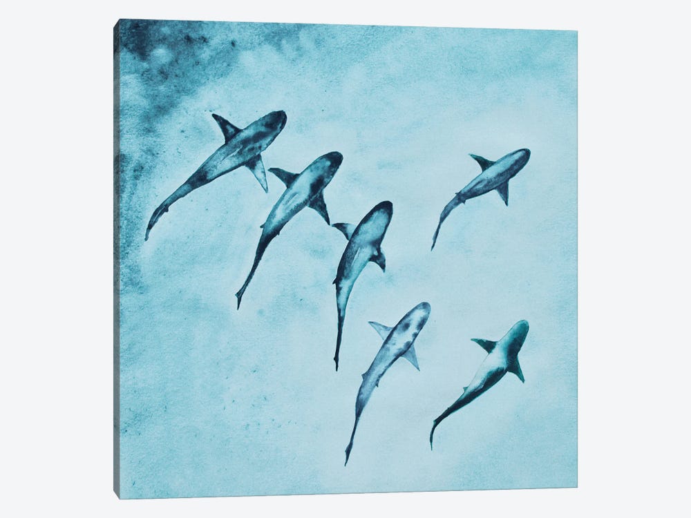 Reef Sharks Swimming by Karli Perold 1-piece Canvas Artwork