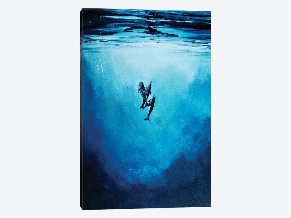 Dolphins Surface by Karli Perold 1-piece Canvas Print