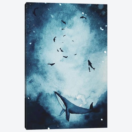 Snowy Whales In The Deep Canvas Print #KPR91} by Karli Perold Canvas Wall Art