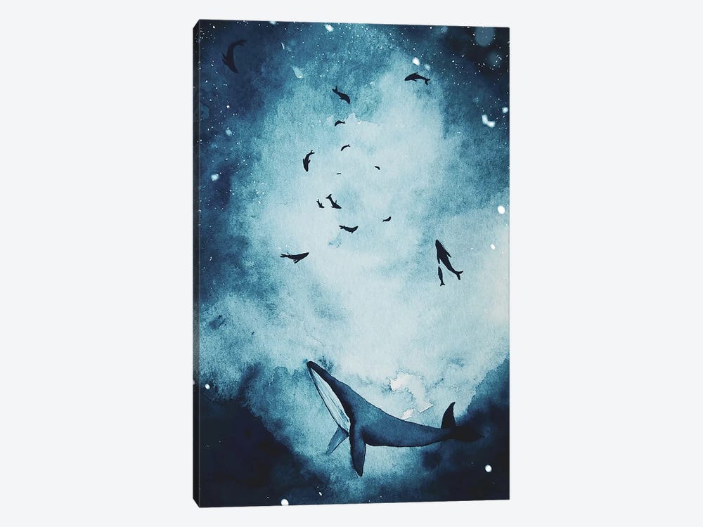 Snowy Whales In The Deep by Karli Perold 1-piece Canvas Wall Art