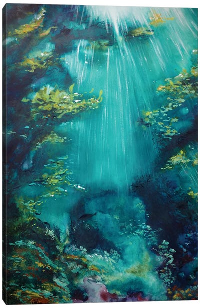 Kelp Forest Canvas Art Print - Teal Art