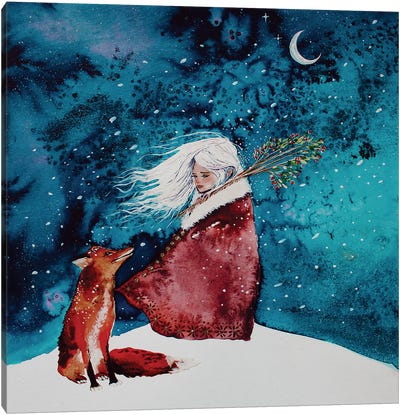 Fox Christmas Canvas Art Print