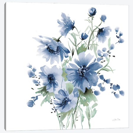 Secret Garden Bouquet I Blue Canvas Print #KPT16} by Katrina Pete Art Print