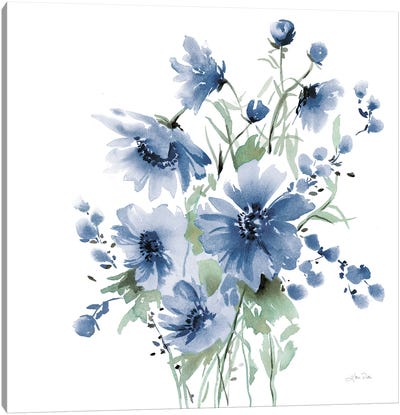 Secret Garden Bouquet I Blue Canvas Art Print