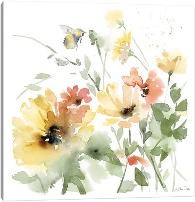 Sunflower Meadow I Canvas Art Print - Minimalist Flowers