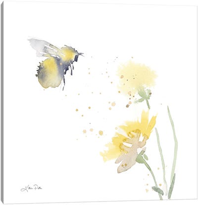 Sunflower Meadow IV Canvas Art Print - Bee Art