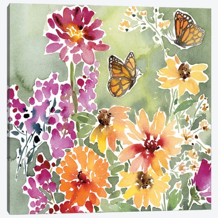 Monarchs And Blooms Canvas Print #KPT21} by Katrina Pete Canvas Art Print