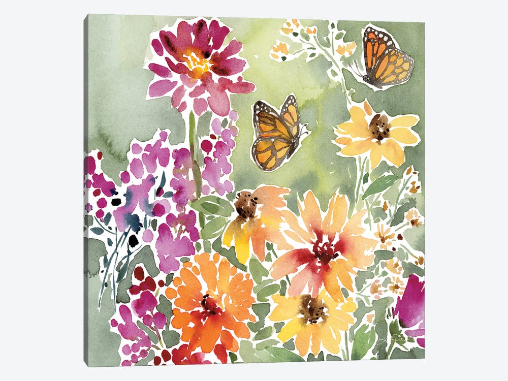 Monarchs And Blooms by Katrina Pete 1-piece Canvas Art Print