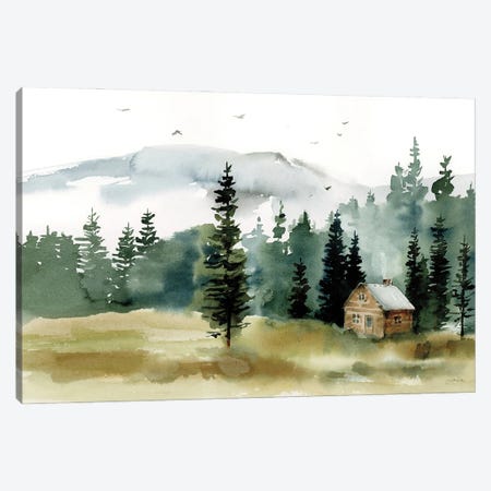 Cabin In The Woods Canvas Print #KPT37} by Katrina Pete Art Print
