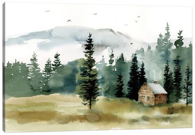 Cabin In The Woods Canvas Art Print - Katrina Pete