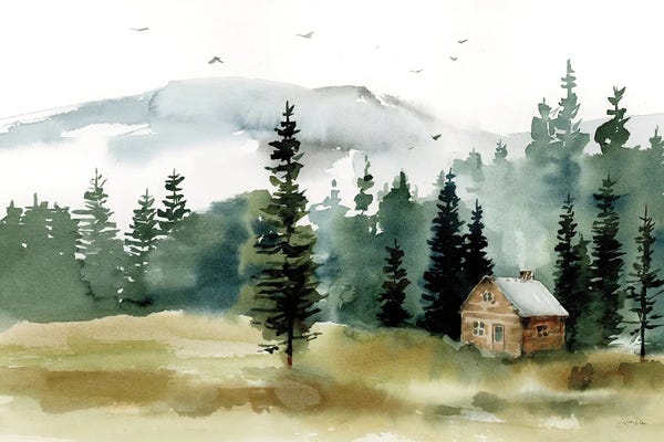 Pine Trees: Cabin In The Woods by Katrina Pete