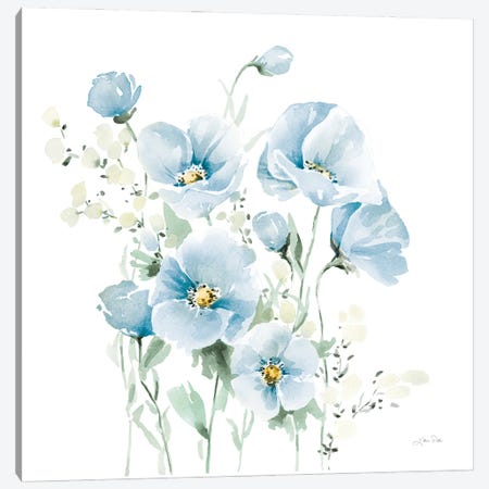 Secret Garden Bouquet II Pale Blue Canvas Print #KPT53} by Katrina Pete Canvas Art