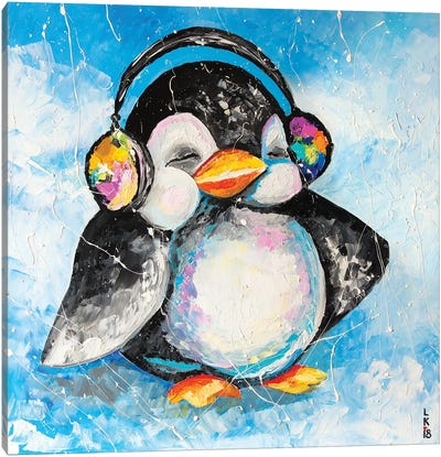 Music Warms Me Canvas Art Print - Penguin Art