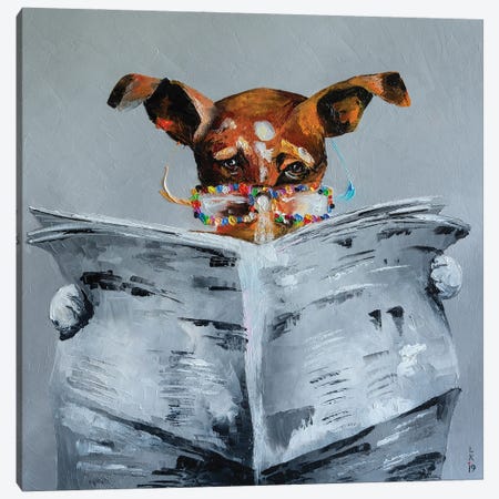 News For Dog II Canvas Print #KPV118} by KuptsovaArt Canvas Print