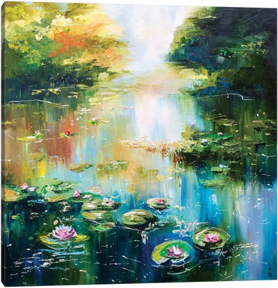 Pond With Waterlilies Canvas Art Print - Pond Art