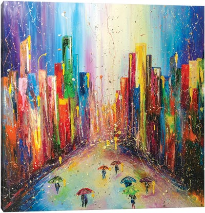 Rainy Summer Day Canvas Art Print - Strolls in the City