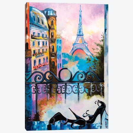 Romantic Date In Paris Canvas Print #KPV135} by KuptsovaArt Canvas Artwork