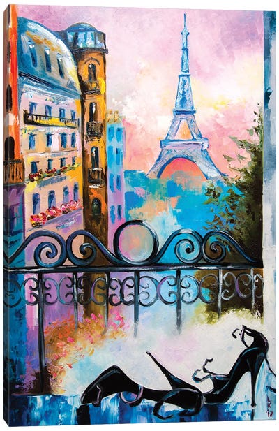 Romantic Date In Paris Canvas Art Print - KuptsovaArt