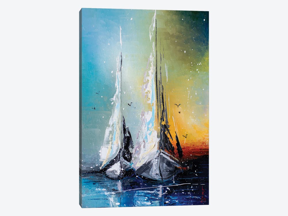 Sailboats At Dusk by KuptsovaArt 1-piece Canvas Art