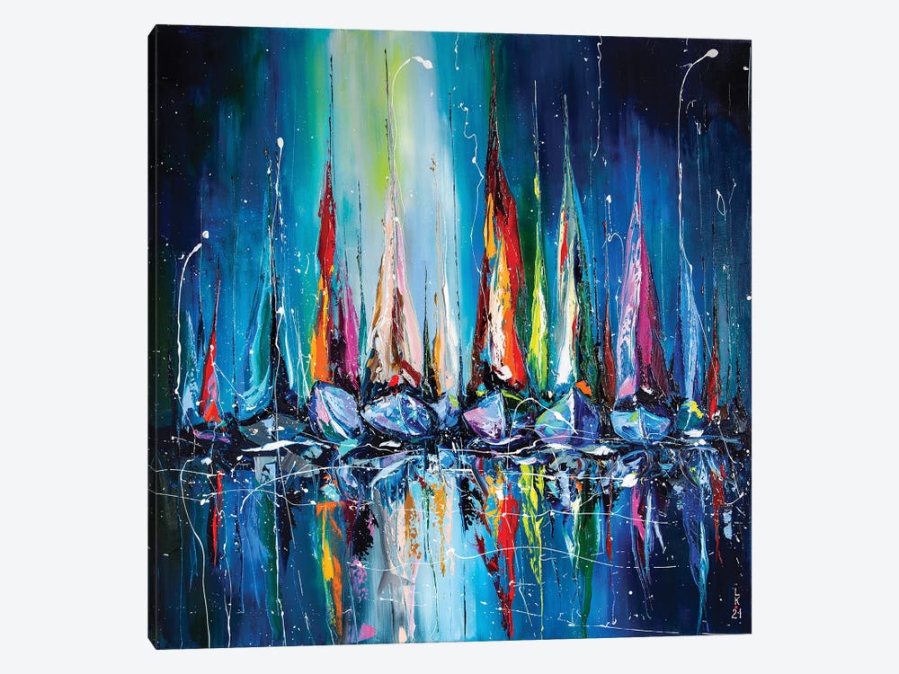 Sailsboats In Harbor by KuptsovaArt 1-piece Canvas Art Print