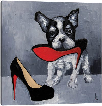 Save The Shoes Canvas Art Print - Boston Terrier Art