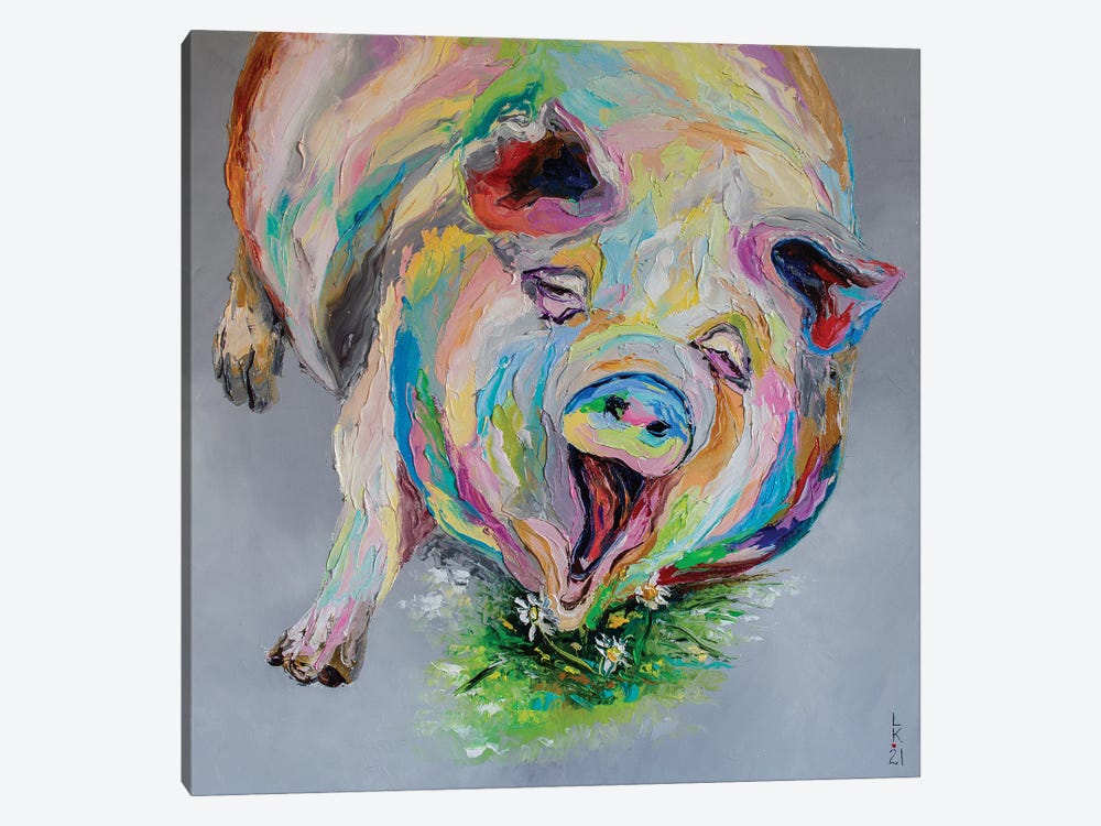 Happy Pig by KuptsovaArt 1-piece Canvas Wall Art