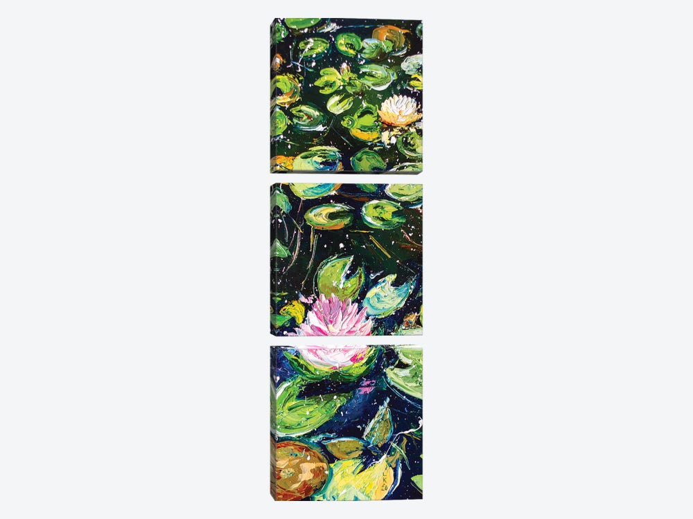 Water Lilly Pond by KuptsovaArt 3-piece Canvas Art Print