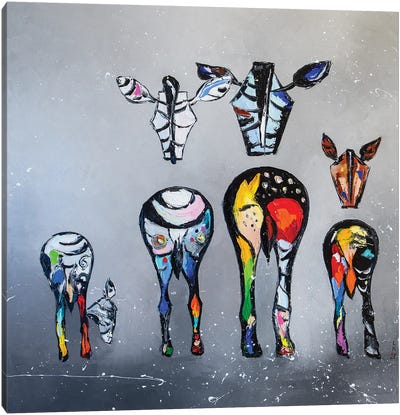 Zebras Family Canvas Art Print - KuptsovaArt