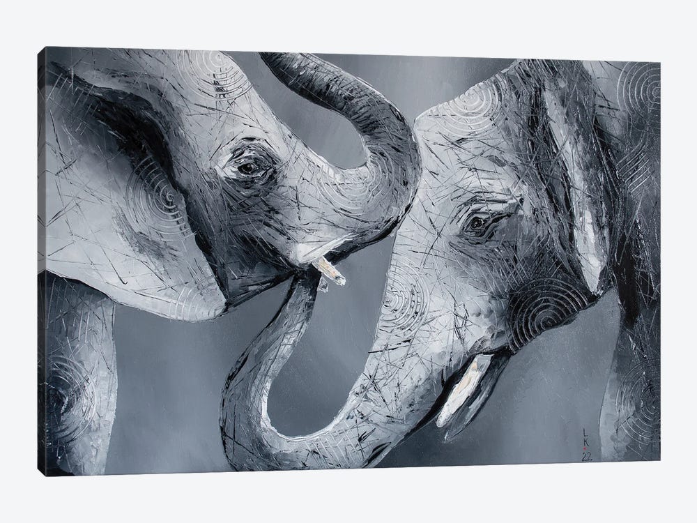 Gentle Elephants by KuptsovaArt 1-piece Canvas Print