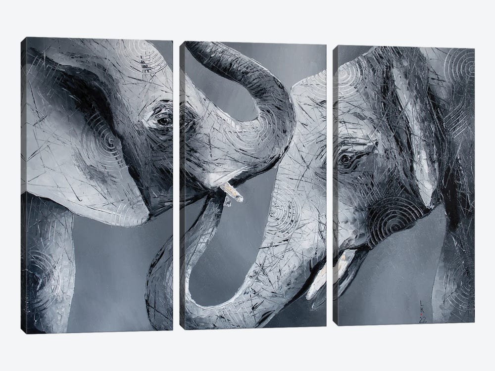 Gentle Elephants by KuptsovaArt 3-piece Canvas Print