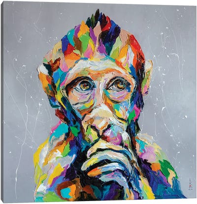 Thoughtful Monkey Canvas Art Print - KuptsovaArt