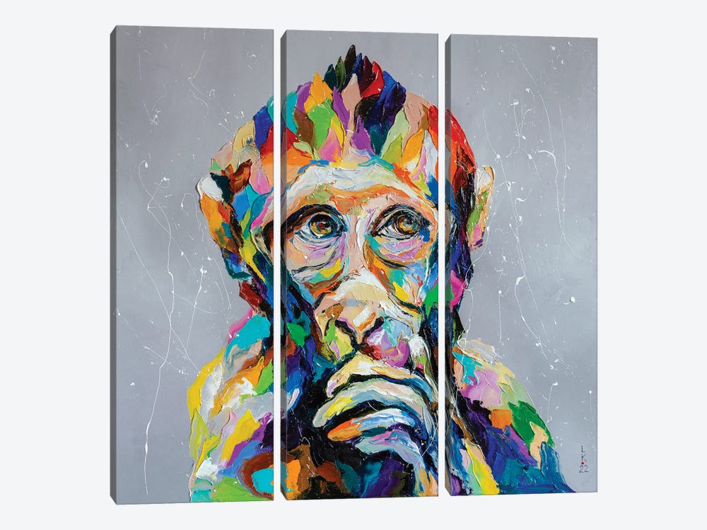 Thoughtful Monkey by KuptsovaArt 3-piece Canvas Print