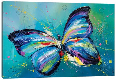 Butterfly In Blue Canvas Art Print