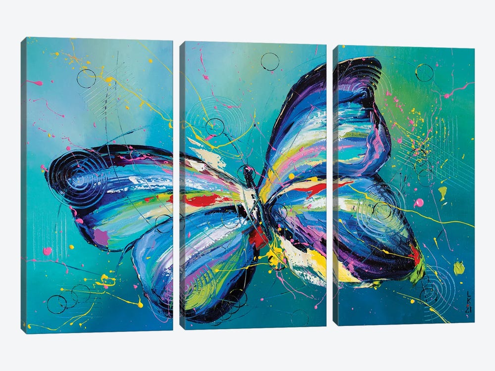 Butterfly In Blue by KuptsovaArt 3-piece Canvas Art