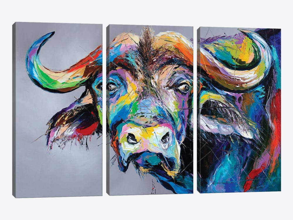 Tired Buffalo by KuptsovaArt 3-piece Canvas Art