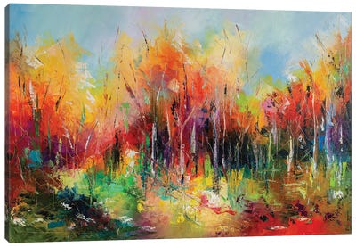 Sunny Fall Forest Canvas Art Print