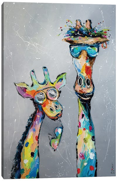We Love Sunglasses Canvas Art Print - Giraffe Art