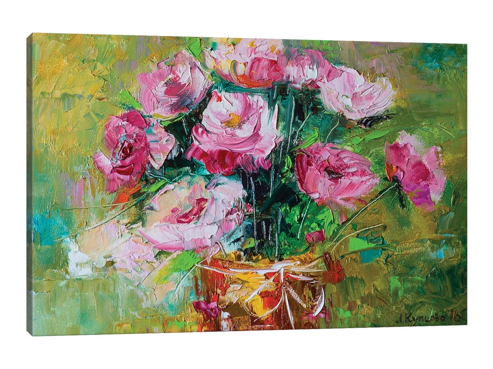 Framed Canvas Art - Bouquet of Roses by KuptsovaArt ( Floral & Botanical > Flowers > Roses art) - 26x40 in