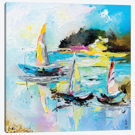 Boats On The Lake Canvas Print #KPV199} by KuptsovaArt Canvas Art Print