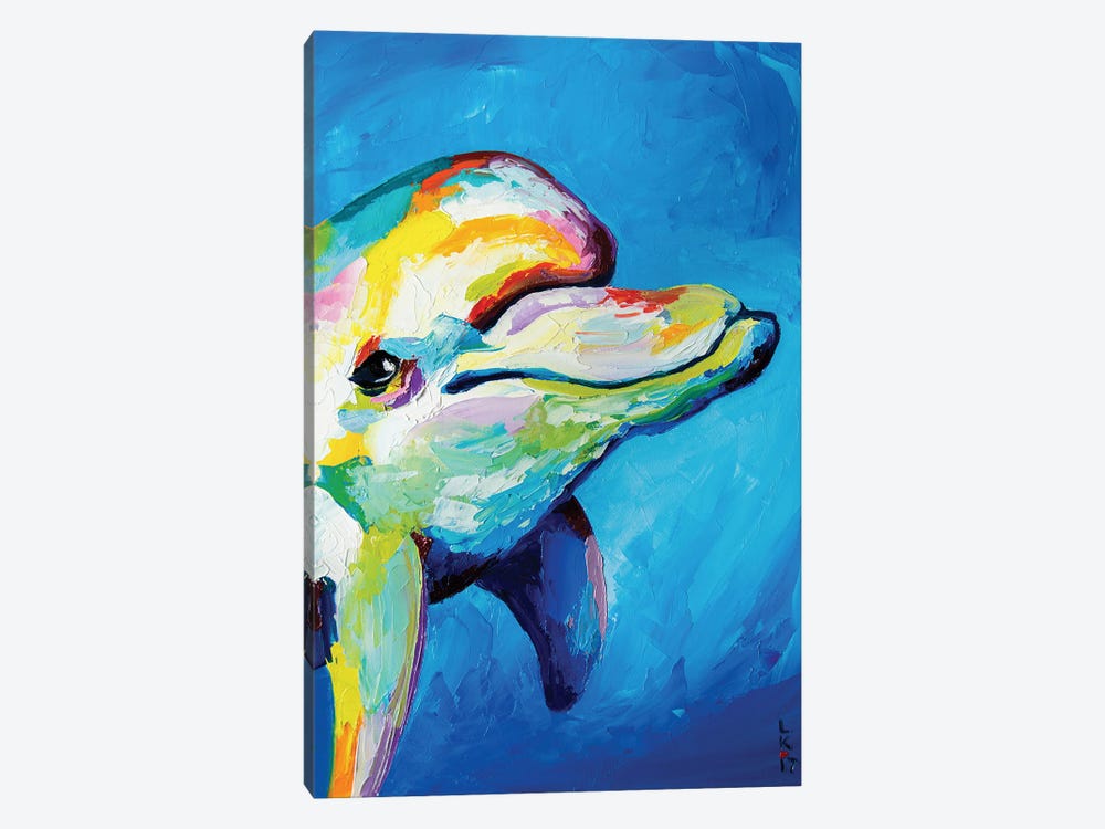 Dolphin Smile by KuptsovaArt 1-piece Canvas Art